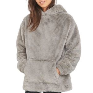 Urban Outfitters grey faux fur hoodie sweatshirt